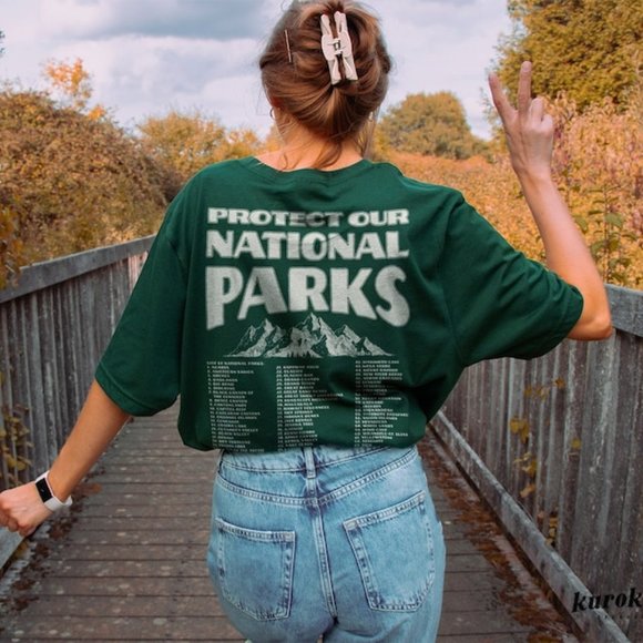 National Parks Park Ranger Aesthetic Retro Mountain Graphic Granola G shirt col - Picture 1 of 2